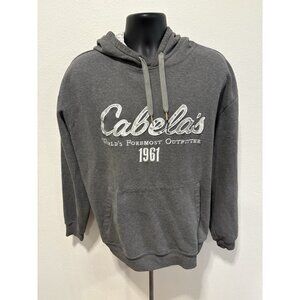 Cabela's Hoodie Mens XL Gray Camo Lined Hood 1961 Pullover Sweatshirt